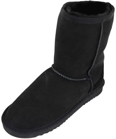 SNUGRUGS Womens Double Faced Sheepskin Mid Calf Short Outdoor Boot - Black - UK 4 / EU 37