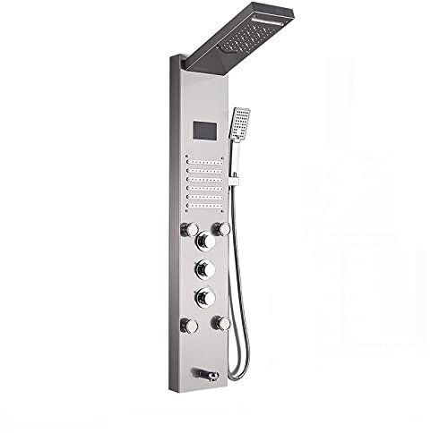 shower mixer LED Shower Panel Tower System Digital Display Shower Column Stainless Steel Shower Panel System, Shower System with Shower Head, Handheld Shower, Body Jets, Tub Spout,Brushed Nickel