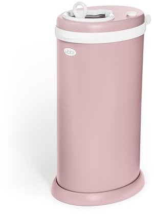 Ubbi Stainless Steel Diaper Pail, Odor Locking, No Special Bag Required, Award-Winning, Registry Must-Have, Fig Blossom