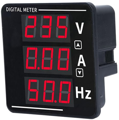 Digital-Voltmeter-Multimeter 2,83x2,83 Zoll, 50-500V 0-120A 10-99,9Hz Wechsels Pannungs-Strom Frequenz Messgerät Tester, LED-Anzeige Feld Rot Blau Volt-Multimeter, Flexible