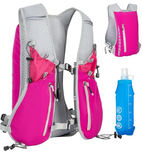 Expansea 7L Laufweste für Damen und Herren, Laufrucksack mit 500ml Trinkflasche, Multifunktionale Ultraleichte Reflektierende Running Vest für Laufen, Radfahren, Trails, Marathons, Camping