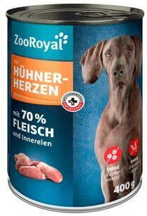 ZooRoyal Hundefutter mit Hühnerherzen, 6er Pack (6 x 400g)