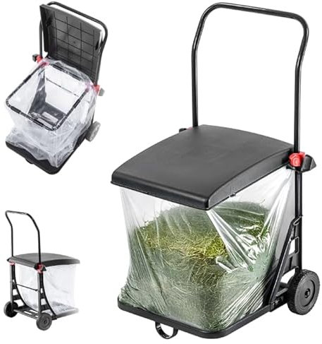 KADAX Carrello per rifiuti da 80 l, cestino per rifiuti con coperchio e rotelle, porta sacco della spazzatura da giardino, bidone della spazzatura in acciaio e plastica, carrello da giardino