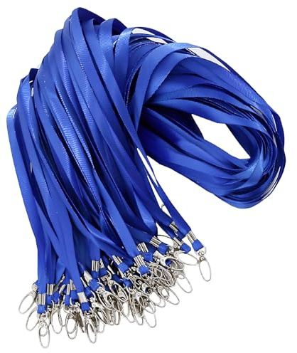 Astralong 50 Stück Schlüsselband Blau, Lanyard für Ausweise, Schlüsselbänder mit Drehbarem Metallclip, Umhängeband für Studenten Mitabeiter Arzt