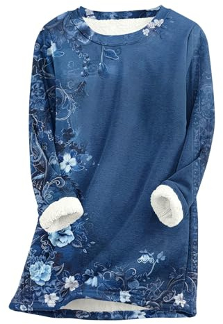 HAOLEI Fleece Lined Jumper Ladies UK Sale Clearance,Winter Warm Christmas Sweatshirt Ladies Vintage Argyle Print Plush Sweater Pullover Sweater Casual Thick Velvet Plaid Fleece Tops Plus Size 8-22