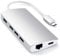 SATECHI USB C Hub 8 in 1 Multiport V2 mit 4K-HDMI, 60W PD-Aufladung, 3 USB-A, Ethernet, microSD/SD-Kartenleser, für MacBook, Windows und USB-C-Geräte – Silber