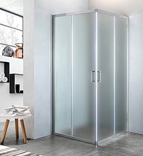 Box doccia ad angolo in cristallo stampato c, misura cm.78/80 x 118/120, cromato