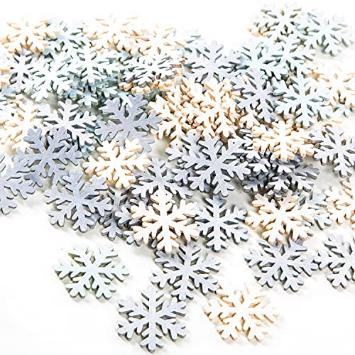 Logbuch-Verlag 70 kleine Schneeflocken Sterne Holz Weihnachten Streuteile Streudeko 4 cm Silber Natur weiß Tischdeko Holzsterne