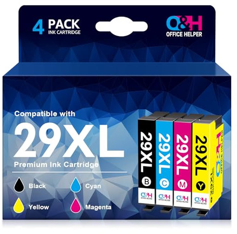 OFFICE HELPER Compatible pour Epson 29XL Cartouche d'encre Remplacement pour Epson29XL Expression Home XP-235 XP-245 XP-247 XP-455 XP-255 XP-332 XP-335 XP-342 XP-345 XP-452 XP-432 XP-435 (Pack de 4)