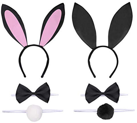 FRCOLOR 6pcs Ostern Hasenohren Haarreifen Hasenohren Und Schwanz Set Kaninchen Haarreif Kragen und Schwanz Osterhasen kostüm erwachsene für Kinder Erwachsene Karneval Cosplay Kostüm Party