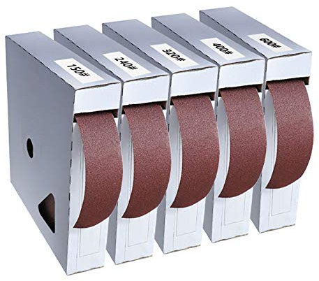 TuToy 50 Meters 150-600 Grit Box Sanding Belt Roll Drawable Emery Cloth Sandpaper Sanding Pack Roll For Wood Turners Woodworking Metal Grinding Polishing - 320#