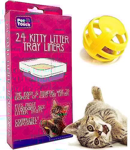 Pet Touch Kitty Cat Litter Liners | Fits Most Trays | Disposable (24 Liners) Box