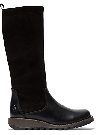 Fly London Femme Seme828fly Botte Haute Jusqu'au Genou, Rug/OILSUEDE Black, 42 EU