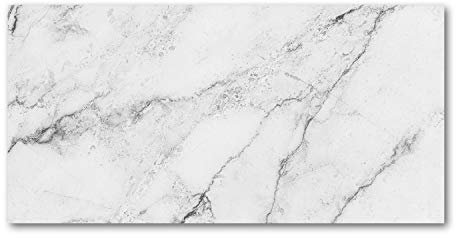 Tulup White Marble 55.12x27.56 inch / 140x70 cm Glass Kitchen Splashback - Scratch Resistant, Heat Resistant (Top), Wall Mount, Electric, Induction Cooker Compatible