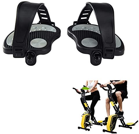 Kisbeibi Heimtrainer-Pedale mit Riemen – Ersatzteile, 9/16 oder 1/2 Zoll Gewinde, stationäre Spinnradpedale, 1 Paar für Indoor-Heimtrainer, Spinbike (Größe: langer Schaft 9/16)