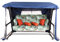 PATIO Hollywoodschaukel 4 Sitzer mit Liegefunktion 179 cm Venezia Lux Sitzpolster bunt Pfauenauge Sonnendach Moskitonetz Seitentische Dekokissen
