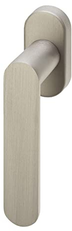 SOTECH Fenstergriff SAM Edelstahloptik auf Oval-Rosette | Fensterolive Fensterbeschlag Rasterolive mit Befestigungsmaterial