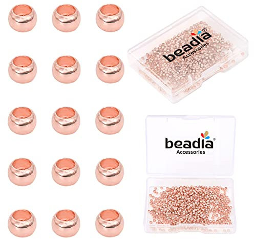 BEADIA Rose Gold Plated Crimp Beads Non Tarnish 2.5mm 600pcs for Jewelry Making Findings