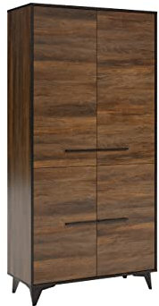 Drehtürenschrank Frida S2D FD07 mit Fächern, Garderobenschrank, Kleiderschrank im minimalistischen Stil, Drehtürenschrank, Elegantes Schrank für Schlafzimmer, Diele und Flur (Shirin Walnut)