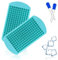 Lot de 2 moules à glaçons carrés en silicone - Facile à démouler - Mini bac à glaçons avec 2 compte-gouttes en silicone bleu foncé pour boissons glacées, cocktails, jus