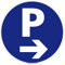 Panneau de Signalisation Alu. Panneau Interdiction. Panneau Parking, Panneau d'information Aluminium 2 mm - Diamètre 450 mm - Parking flèche à droite -
