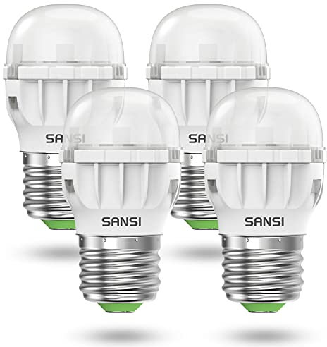 SANSI LED Kühlschrank Glühbirne 60W Äquivalent, A11 Kleingerätebirne, 7W Tageslichtweiß 5000K 800 Lumen Hochhelligkeit E27 LED Glühbirne für Heimbeleuchtung, 4er Pack, nicht dimmbar