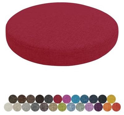 Lsjoaw Rund Sitzkissen Stuhlkissen 40 X 40 X 5CM(1 Pieces) Leinen Sitzpolster Abnehmbares Memory Schaum Runde Sitzauflage für Stuhl Bank Hocker Haus Küche Esszimmer Garten Büro,Rot