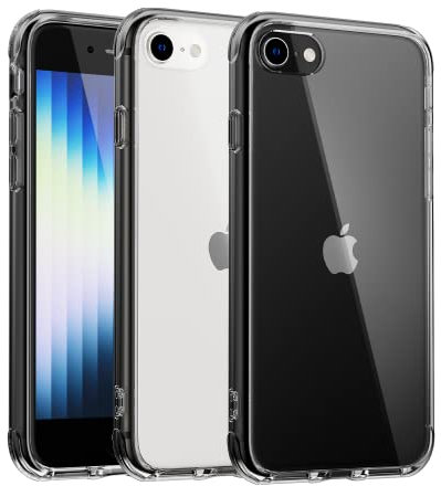 MobNano Compatible with iPhone SE 2020/2022 5G and iPhone 7/8, Ultra Thin Hybrid Case, Soft TPU Shockproof Bumper Anti Scratch Cover for iPhone 7/8/SE2020/SE2022 - Crystal Black