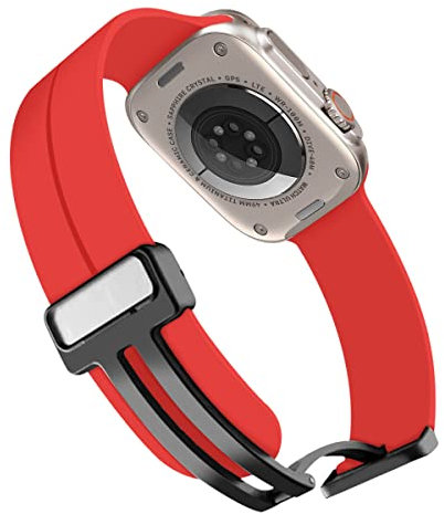 MroTech Cinturino Compatibili con Apple Watch Ultra Cinturino 49 mm 45 mm 44 mm 42 mm,Cinturino in Sport Silicone di Ricambio per iWatch Ultra 8 7 SE 6 5 4 3 2 1 42mm 44mm 45mm 49mm Band,Rosso