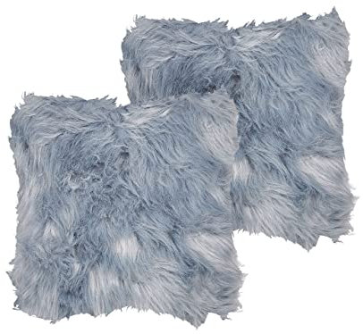 Beliani Dekokissen im 2er Set Felloptik 42 x 42 cm Polyester blau/grau Lubha