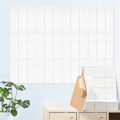 Yrendenge Quadratische Akustikplatten, 12 Stück Akustikplatten Selbstklebend Schalldichte Akustikpaneele, Hoher Dichte Schalldämmung Wand Panel Schallabsorber Wand für Wohnzimmer Studio Dekor, Weiß