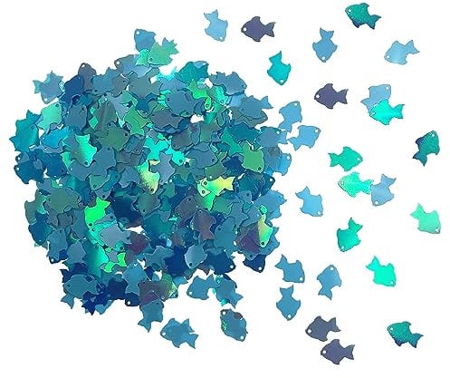 Oblique Unique® Fisch Konfetti irisierend Blau Grün Lila für Geburtstag Feier Sommer Party Tisch Deko Streudeko