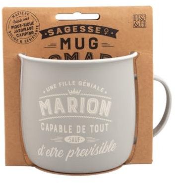 Mug Nomade - Mug à thé et café personnalisé Marion - Cadeau pour Femme, Couleurs Pastel.