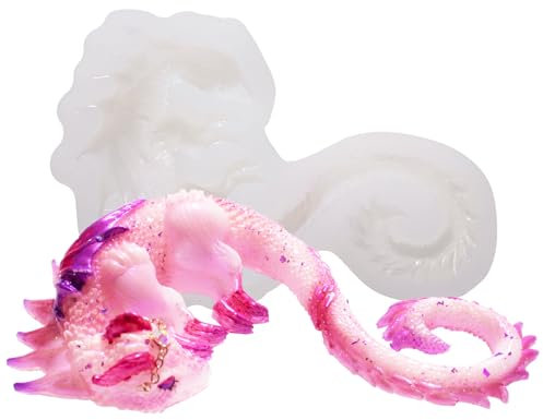 Gießform Dinosaurier Kunstharzform für Kuchen Fondant Polymer-Ton Meerjungfrau- Drache