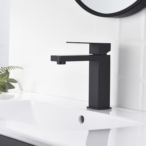 Decaura Wasserhahn Bad Waschtischarmatur Schwarz Mischbatterie Waschbecken Waschbeckenarmatur Badezimmer für Waschschale mit Hahnloch