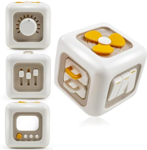 mciskin Busy Activity Cube for Toddlers,Motorikwürfel Spielzeug,Montessori Spielzeug,Schalter Lüfter Spiegel Tasten Schubladen Lernenals Fidget Toys,für Babys und Kleinkinder 1 2 3 4 Jahre.