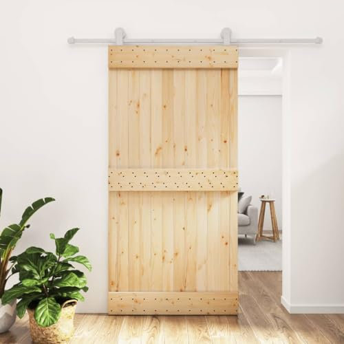 BLASE Porta Scorrevole Con Set Hardware, Esterno e Interno, del Granaio, in Legno, per Letto, Cucina, Fienile, Garage, Bianco 100x210cm Tipo 4