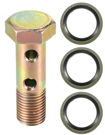 VekAuto Kit de boulons double banjo, filetage métrique M12x1.25, longueur 45mm, adaptateur universel en métal durable de couleur bronze avec rondelles