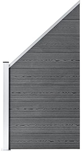 NITCA WPC Zaun-Set 1 abgeschrägtes Element WPC Sichtschutzzaun Windschutz 95x(105-180) cm Zaunelement Set Grau WPC Sichtschutzzaun Komplettset WPC Sichtschutzzaun Windschutz, Zaun Gartenzaun