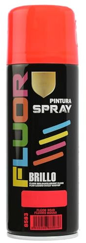 Etrexonline Pintura Spray Multicolor Profesional | 400ml | Adecuado para Metal, Madera & Plástico | Rojo Fluorescente | Secado Rápido | Paquete de 1