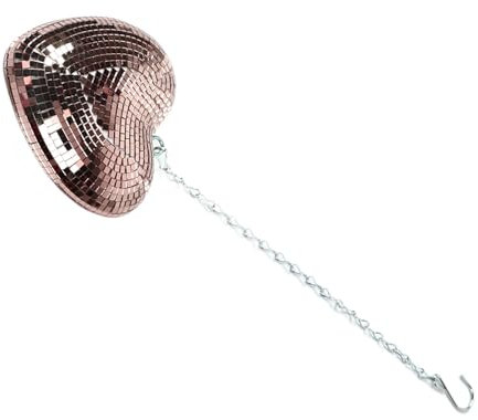 Spiegel-Disco-Kugel, Mini-Weihnachtskugel-Ornament, Herz-Spiegel-Kugeln, Weihnachtsbaum-Hängekugel, Kuchendekoration, Reflektierende Spiegelkugel mit Hängeschnur für den (Roségold)
