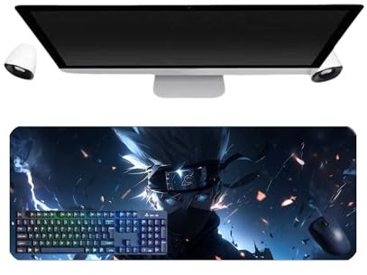 PUrar Japanisches Anime Hatake Kakashi XL Multifunction Gaming Mauspad, 800 x 300 mm, Mauspad, Gaming-Tastatur, wasserdicht und Basis aus rutschfestem Gummi, strukturierte Oberfläche