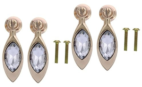 Cabilock 4 Stück handhaben Türgriffe für Küchenschränke goldener Türknauf Schrankgriffe aus Strass klare Knöpfe schubladengriff schubladenteiler agn Schrankknopf Schubladenknöpfe Kristall