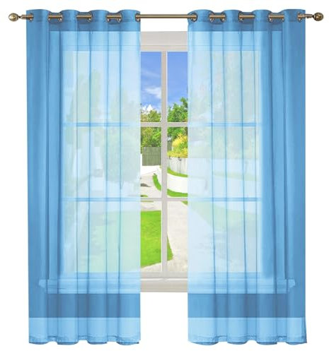 GAIFNAG Rideaux de Porte Chenille 100 x 220 cm Décoration de Fenêtre/Lavable avec Oeillets Rideaux en Lin pour Mariage de Noël Chambre, Bleu Ciel