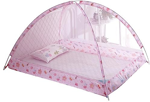 Babybett-Netzzelt, Babybett-Baldachin, Anti-Moskitonetz, Tragbares Faltbares Babybett-Kinderbett-Zelt, Reisebett Baby (Rosa)