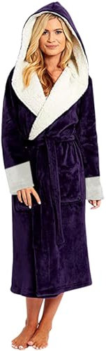 Generico Vestaglia Donna Pile Invernale Taglie Forti Morbida Pigiama Comodo Tinta Unita Accappatoio Elegante Peluche Accappatoio da Casa Donna Leggero Lunga Accappatoi Anche Come Vestaglia