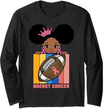 Cancro al seno Calcio Rosa Ragazza Nera Magia Melanina Ragazze Maglia a Manica