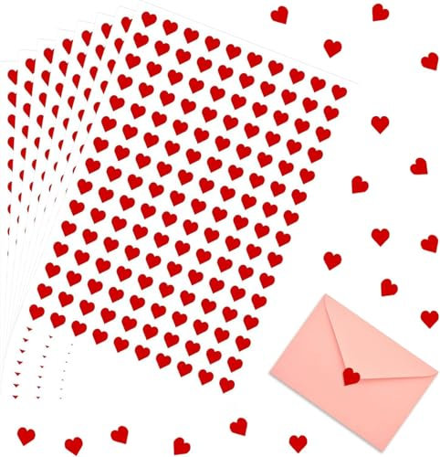 1200 Stück Herz Aufkleber, Rosa Selbstklebende Aufkleber Herz, Liebesherz Dekorationsetiketten, für Umschläge, Geschenkpapier, Jubiläen, DIY Scrapbooking (Rosa)