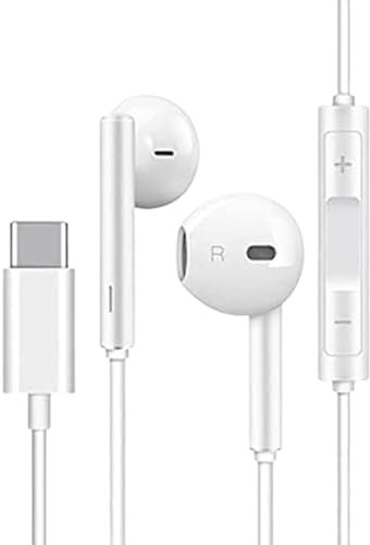 USB C Headphones, Type C Headphones Wired HiFi Stereo Earphones with Microphone and Volume Control, In-Ear Earbuds Wired Earphones USB C Compatible With Sam-sung S20 S10 And All Other C Type Device