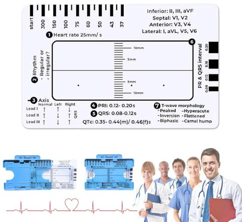 EKG-7-Stufen-Lineal für EKG-/EKG-Interpretation, transparentes EKG-Messschieber-7-Stufen-Lineal für Familien, Befolgen Sie einen 7-Stufen-Plan für Krankenschwestern oder im Gesundheitswesen (1PCS)